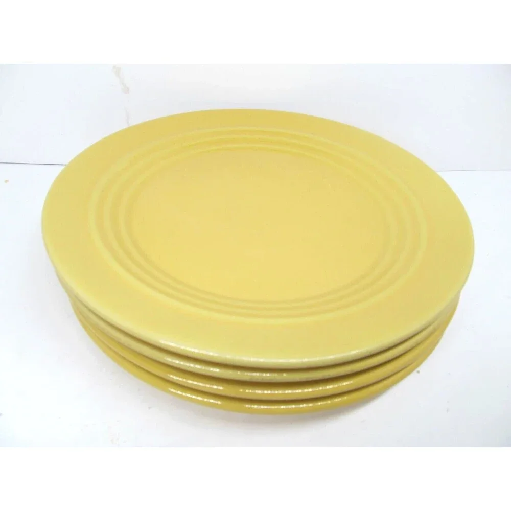 Crate & Barrel BoscoWare Yellow Behive Embossed Rings Salad Plates Bundle of 4